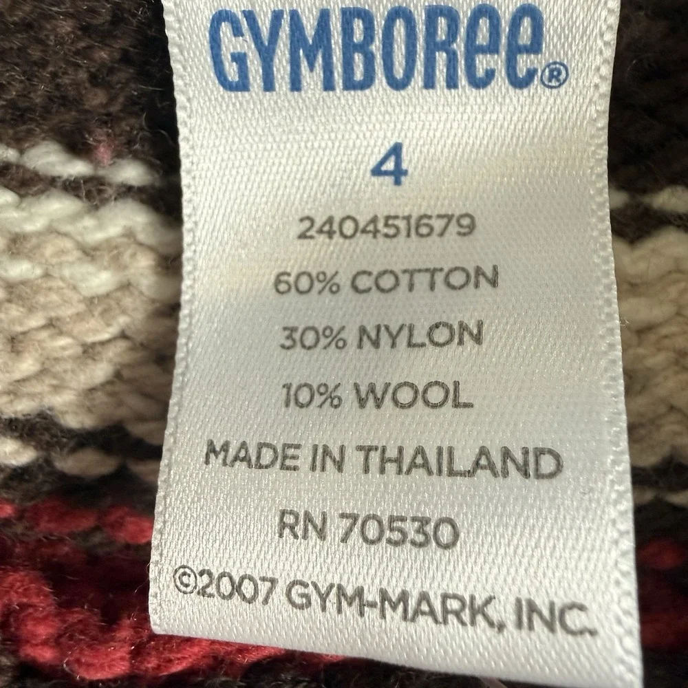 NWT Gymboree Red Blue Tan Stripe Chunky‎ Cotton Blend Sweater Boy's Size 4T